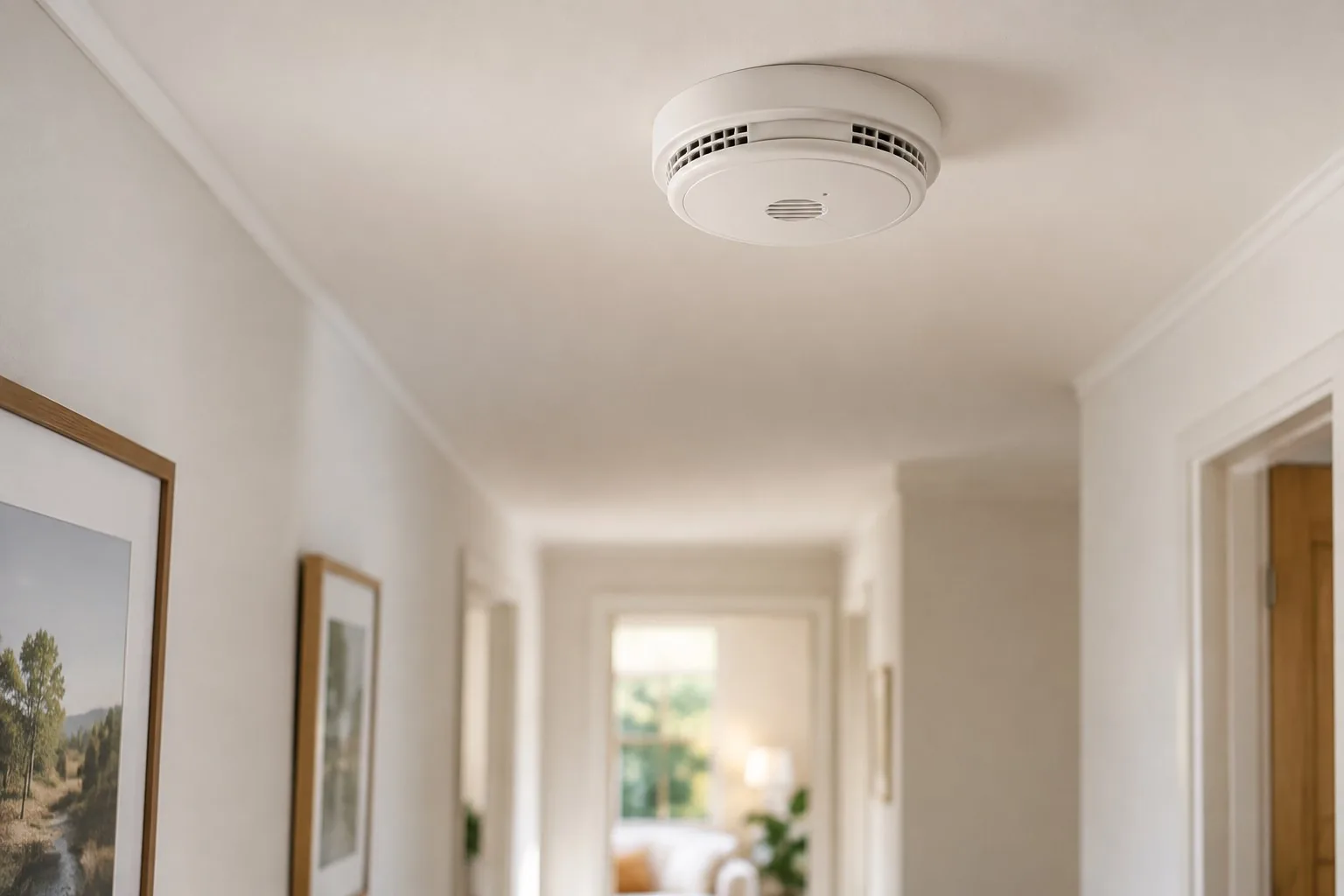 Illustration: generic ceiling smoke detector illustrating detector services