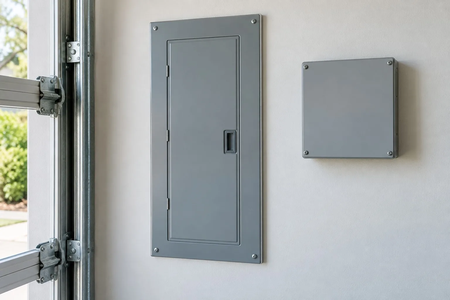 Illustration: closed panel and surge enclosure illustrating surge protection